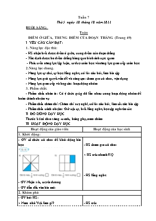 Kế hoạch bài dạy Lớp 3 - Tuần 7 (Tiếp) NH 2022-2023 (GV: Hoàng Thị Thủy)