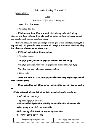 Kế hoạch bài dạy Lớp 3 - Tuần 9 (Tiếp) NH 2022-2023 (GV: Nguyễn Thị Hằng)