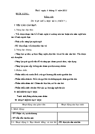 Kế hoạch bài dạy Lớp 3 - Tuần 9 (Tiếp) NH 2022-2023 (GV: Nguyễn Thị Loan)