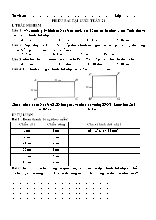 Bài tập ôn tập Toán + Tiếng Việt 3 - Tuần 21