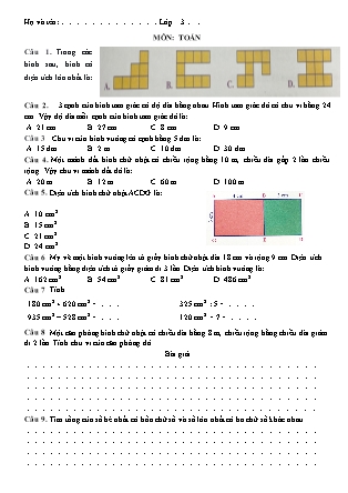 Bài tập ôn tập Toán + Tiếng Việt 3 - Tuần 22
