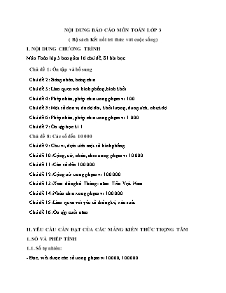 Đề cương ôn tập môn Toán Lớp 3 (Sách Kết nối tri thức)