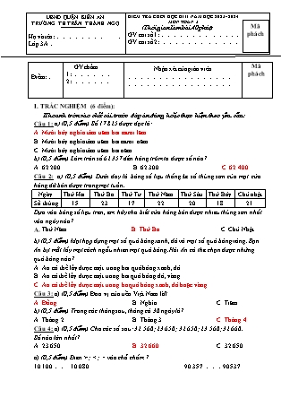 Đề kiểm tra cuối học kì II môn Toán 3 - Năm học 2023-2024 - Trường Tiểu học Trần Thành Ngọ (Có đáp án)