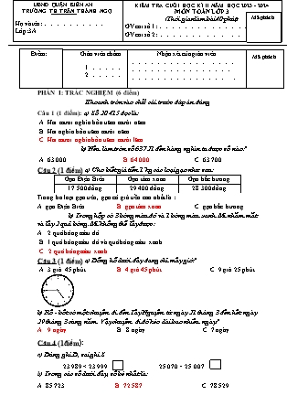 Đề kiểm tra cuối học kì II môn Toán Lớp 3 - Năm học 2023-2024 - Trường Tiểu học Trần Thành Ngọ (Có đáp án)