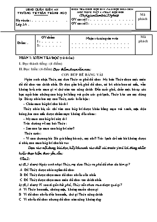 Đề kiểm tra cuối học kì II Tiếng Việt Lớp 3 (Phần Đọc hiểu) - Năm học 2023-2024 - Trường Tiểu học Trần Thành Ngọ