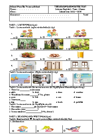 Đề kiểm tra học kì II Tiếng Anh 3 - Năm học 2023-2024 - Trường Tiểu học Nam Hà (Có đáp án)