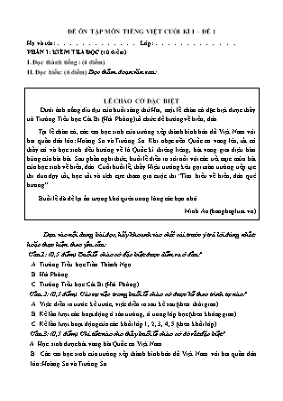 Đề ôn tập cuối học kì I Tiếng Việt 3 - Đề 1