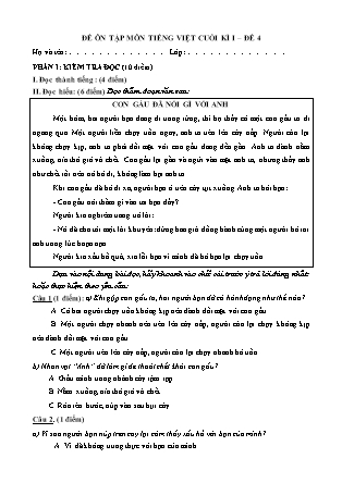 Đề ôn tập cuối học kì I Tiếng Việt 3 - Đề 4