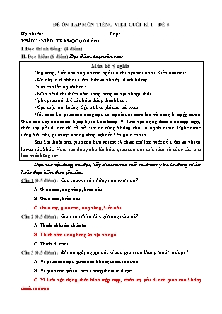 Đề ôn tập cuối học kì I Tiếng Việt 3 - Đề 5