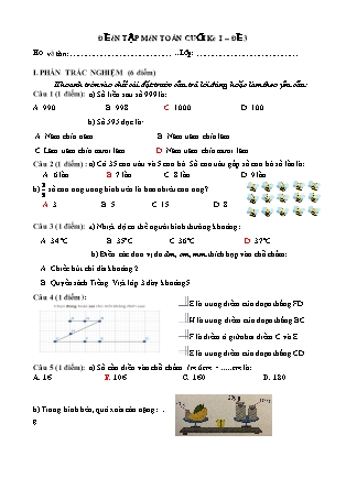 Đề ôn tập cuối học kì I Toán 3 - Đề 3