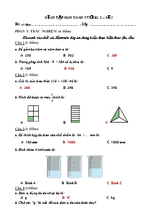 Đề ôn tập cuối học kì I Toán 3 - Đề 5