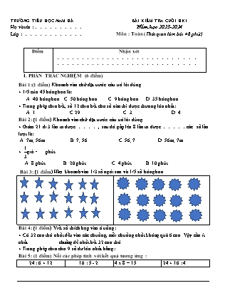 Đề thi cuối học kì I Lớp 3 - Năm học 2023-2024 - Trường Tiểu học Nam Hà (Có đáp án)