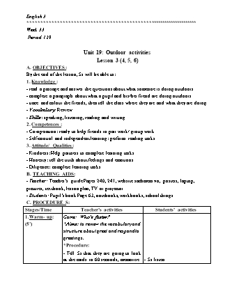 Giáo án Tiếng Anh 3 (Global Success) - Week 33