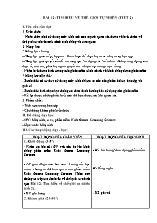 Giáo án Tin học 3 (Kết nối tri thức) - Bài 12: Tìm hiểu về thế giới tự nhiên (Tiết 2)
