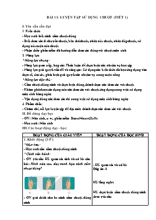 Giáo án Tin học 3 (Kết nối tri thức) - Bài 13: Luyện tập sử dụng chuột (Tiết 1)
