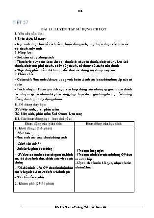 Giáo án Tin học 3 (Kết nối tri thức) - Tiết 27, Bài 13: Luyện tập sử dụng chuột
