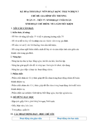 Kế hoạch bài dạy Hoạt động trải nghiệm 3 (Kết nối tri thức) - Tuần 19, Tiết 57: Sinh hoạt chủ điểm Mua sắm tiết kiệm
