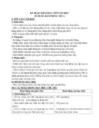 Kế hoạch bài dạy Tin học 3 (Kết nối tri thức) - Bài 5: Sử dụng bàn phím (Tiết 1)