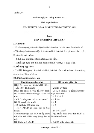Kế hoạch bài dạy theo tuần Lớp 3 - Tuần 29 (GV: Bình - Trường TH Trần Phú - Năm học 2020-2021)