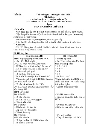 Kế hoạch bài dạy theo tuần Lớp 3 - Tuần 29 (GV: Hoa - Trường TH Trần Phú - Năm học 2020-2021)