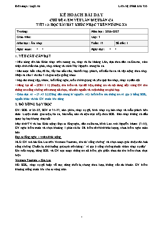 Kế hoạch bài dạy Âm Nhạc Lớp 3 - Tuần 13 - Chủ đề 4: Em yêu làn điệu dân ca - Tiết 13: Học bài hát Khúc nhạc trên nương xa - Năm học 2026-2027 (Tích hợp Năng lực số và AI)