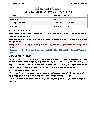 Kế hoạch bài dạy Âm Nhạc Lớp 3 - Tuần 18 - Tiết 18: Tập biểu diễn, đánh giá cuối học kì I - Năm học 2026-2027 (Tích hợp Năng lực số và AI)