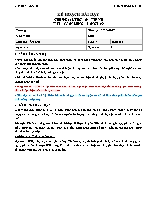 Kế hoạch bài dạy Âm Nhạc Lớp 3 - Tuần 4 - Chủ đề 1: Lễ hội âm thanh - Tiết 4: Vận dụng, sáng tạo - Năm học 2026-2027 (Tích hợp Năng lực số và AI)