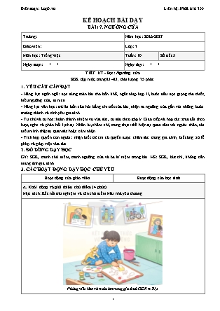 Kế hoạch bài dạy Tiếng Việt Lớp 3 - Tuần 10 - Năm học 2026-2027 (Tích hợp năng lực số và AI)
