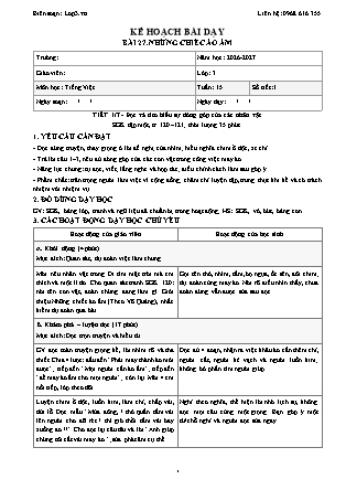 Kế hoạch bài dạy Tiếng Việt Lớp 3 - Tuần 15 - Năm học 2026-2027 (Tích hợp năng lực số và AI)