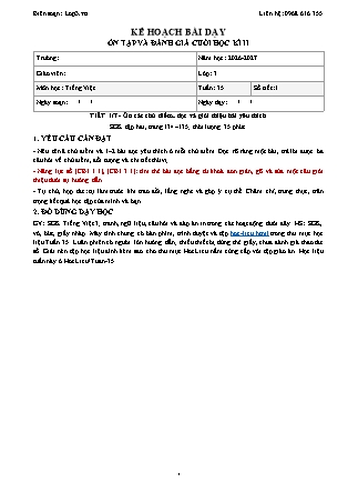 Kế hoạch bài dạy Tiếng Việt Lớp 3 - Tuần 35 - Năm học 2026-2027 (Tích hợp năng lực số và AI)