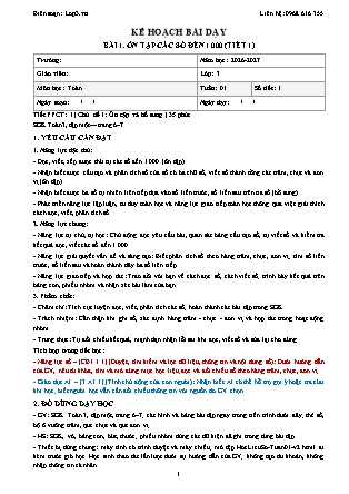 Kế hoạch bài dạy Toán Lớp 3 - Tuần 1 - Năm học 2026-2027 (Tích hợp năng lực số và AI)