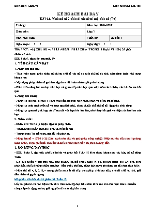 Kế hoạch bài dạy Toán Lớp 3 - Tuần 10 - Năm học 2026-2027 (Tích hợp năng lực số và AI)