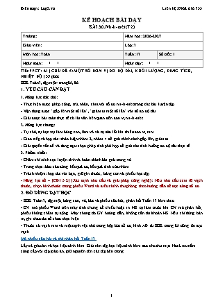 Kế hoạch bài dạy Toán Lớp 3 - Tuần 13 - Năm học 2026-2027 (Tích hợp năng lực số và AI)