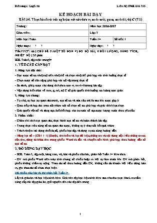 Kế hoạch bài dạy Toán Lớp 3 - Tuần 14 - Năm học 2026-2027 (Tích hợp năng lực số và AI)