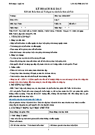Kế hoạch bài dạy Toán Lớp 3 - Tuần 16 - Năm học 2026-2027 (Tích hợp năng lực số và AI)