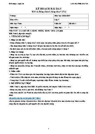 Kế hoạch bài dạy Toán Lớp 3 - Tuần 5 - Năm học 2026-2027 (Tích hợp năng lực số và AI)