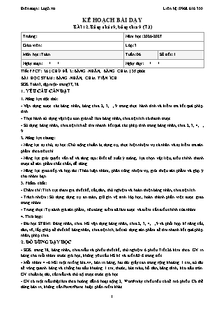 Kế hoạch bài dạy Toán Lớp 3 - Tuần 6 - Năm học 2026-2027 (Tích hợp năng lực số và AI)