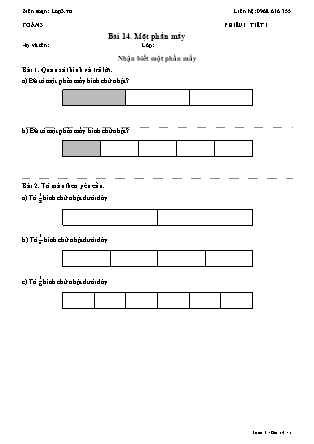 Phiếu Bài tập hằng ngày Toán Lớp 3 - Bài 14. Một phần mấy - Kết nối tri thức (Năm học 2026-2027)