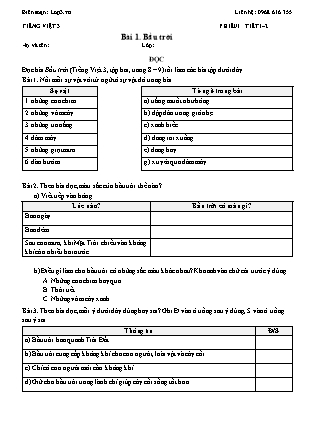 Phiếu Bài tập hằng ngày Tiếng Việt 3 - Bài 1. Bầu trời - Kết nối tri thức (Năm học 2026-2027)