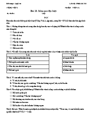 Phiếu Bài tập hằng ngày Tiếng Việt 3 - Bài 18. Món quà đặc biệt - Kết nối tri thức (Năm học 2026-2027)