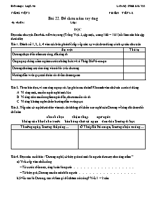 Phiếu Bài tập hằng ngày Tiếng Việt 3 - Bài 22. Để cháu nắm tay ông - Kết nối tri thức (Năm học 2026-2027)