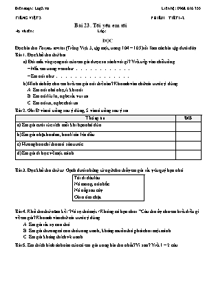 Phiếu Bài tập hằng ngày Tiếng Việt 3 - Bài 23. Tôi yêu em tôi - Kết nối tri thức (Năm học 2026-2027)