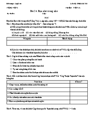 Phiếu Bài tập hằng ngày Tiếng Việt 3 - Bài 24. Bạn nhỏ trong nhà - Kết nối tri thức (Năm học 2026-2027)
