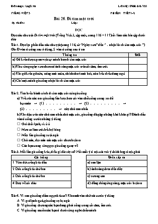 Phiếu Bài tập hằng ngày Tiếng Việt 3 - Bài 26. Đi tìm mặt trời - Kết nối tri thức (Năm học 2026-2027)
