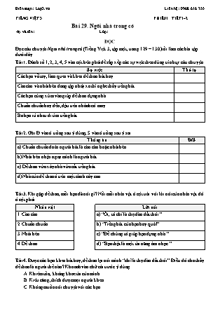 Phiếu Bài tập hằng ngày Tiếng Việt 3 - Bài 29. Ngôi nhà trong cỏ - Kết nối tri thức (Năm học 2026-2027)