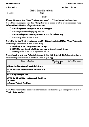 Phiếu Bài tập hằng ngày Tiếng Việt 3 - Bài 4. Lần đầu ra biển - Kết nối tri thức (Năm học 2026-2027)