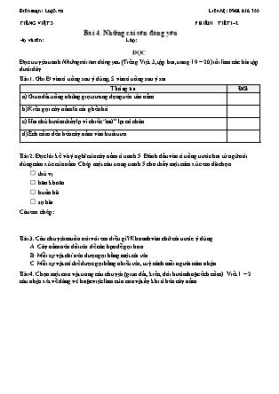 Phiếu Bài tập hằng ngày Tiếng Việt 3 - Bài 4. Những cái tên đáng yêu - Kết nối tri thức (Năm học 2026-2027)
