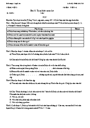 Phiếu Bài tập hằng ngày Tiếng Việt 3 - Bài 8. Tạm biệt mùa hè - Kết nối tri thức (Năm học 2026-2027)