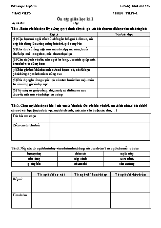 Phiếu Bài tập hằng ngày Tiếng Việt 3 - Ôn tập giữa học kì 1 - Kết nối tri thức (Năm học 2026-2027)