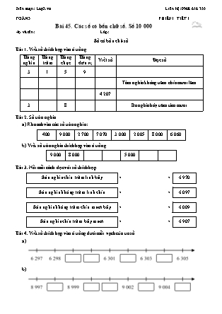 Phiếu Bài tập hằng ngày Toán Lớp 3 - Bài 45. Các số có bốn chữ số. Số 10 000 - Kết nối tri thức (Năm học 2026-2027)